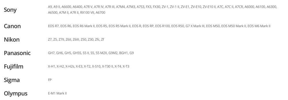 Camera Compatibility Overview