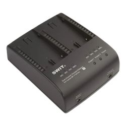 Swit S-3602C 2-Kanal-Ladegerät und 8,4-V-DC-Adapter für Canon BP-945/970G Akkus